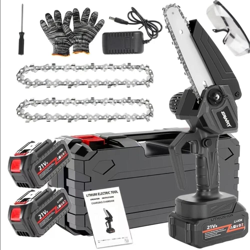 Compact 6-Inch Cordless Chainsaw Featuring a Splash Guard And Safety Lock